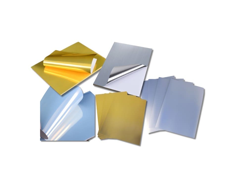 Sublimation Blanks :  PET Gold & Silver Printable Vinyl Sticker Paper (Compatible for Inkjet & Laser)