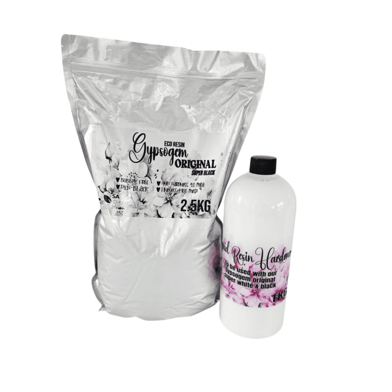 Gypsum Eco Resin :  Combo Deal, 2.5kg Gypsogem Eco Resin Original Super BLACK Powder +1l Hardener (3.5kg)