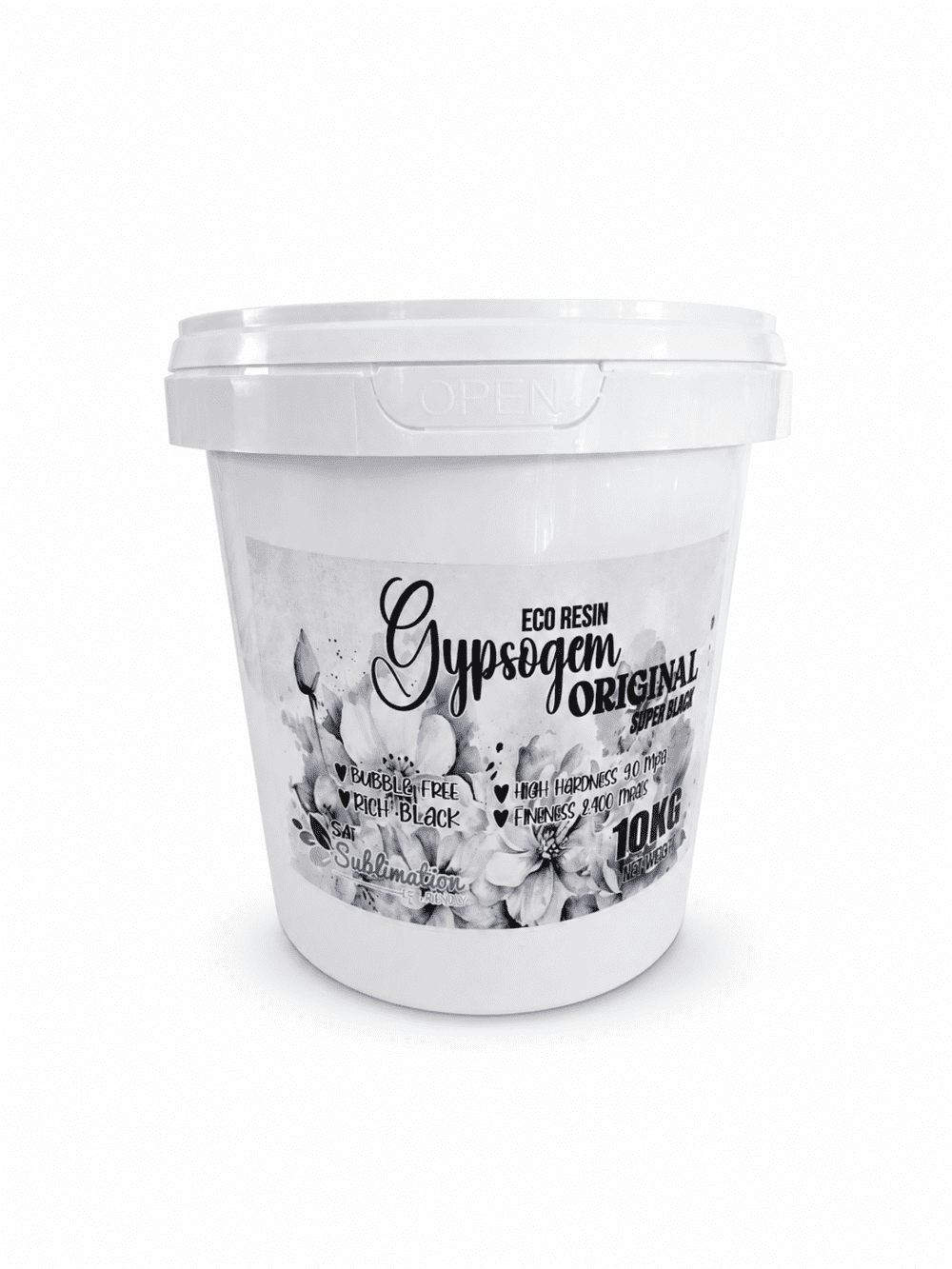 Gypsum Eco Resin : 10kg Original Powder SUPER BLACK in a bucket + scoop/measuring cup