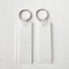 Laser Sublimation Blanks : 3 or 4mm RECTANGLE Subli-Acrylic, Keychain + with split keyring & clip (3 by 8cm)