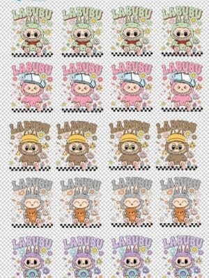 UV DTF Decals : Preset Labubu A3 Combo (20 decals)