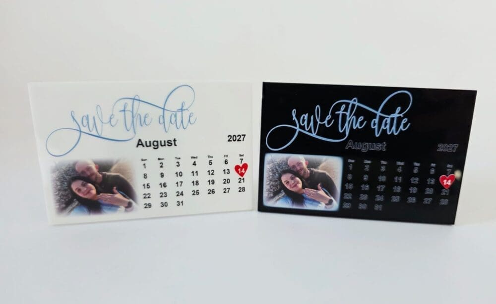 3D UV Prints : Save the Date Fridge magnets