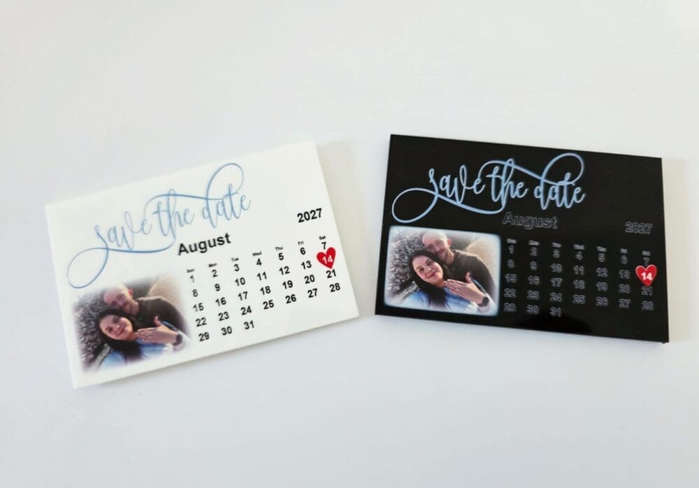 3D UV Prints : Save the Date Fridge magnets