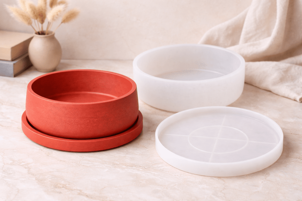 Silicone Mould : 2 Piece Large Round Bowl + Tray  Silicone Mould (LBT)