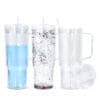 Snow Globe Tumblers : 40oz (1182,94mls) Plastic Stanley Dupe Styled Snow Globe Tumbler (with predrilled hole & plug)