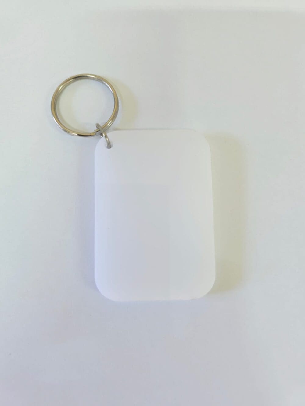 Rect_4.6_6.6 Sublimation Blanks : 6mm White/Opal Sublimer Rectangle Keychain (6.6 by 4.6cm incl. connector + split keychain)
