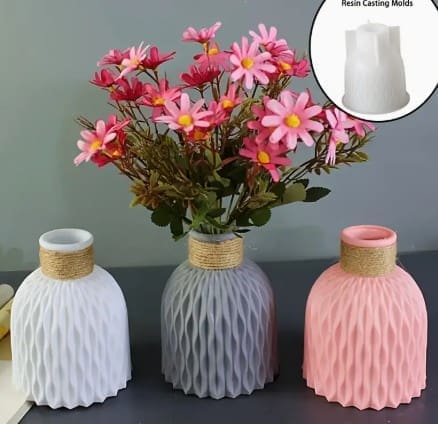 Silicone Mould : 1 piece Bohemian Styled Water ripple vase Silicone Mould (WRV)