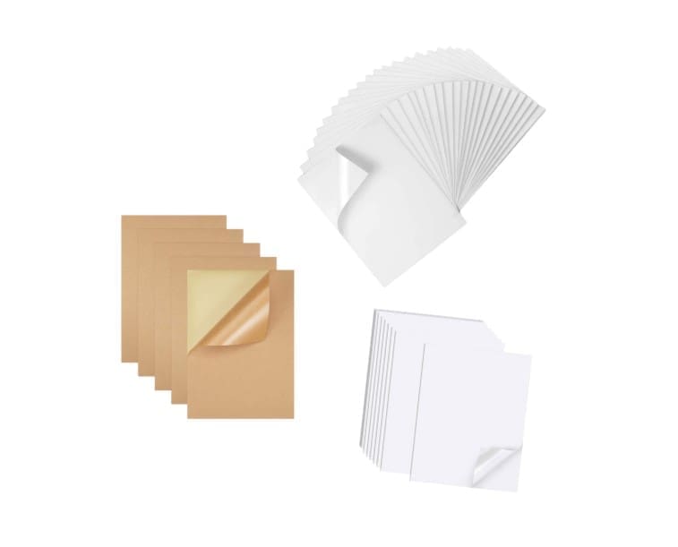 Printables : PET Glossy, Matte White & Kraft Vinyl Sticker Paper (Compatible for Inkjet & Laser)