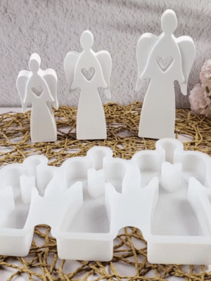 Angel 3D_3Piece Silicone Mould : Heart Angel Trio Silicone Mould (HrtTrioAng)