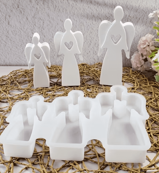Silicone Mould : Heart Angel Trio Silicone Mould (HrtTrioAng)