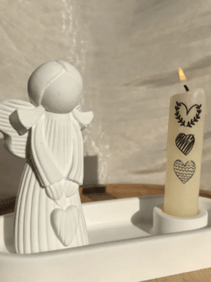 Angel of Love + Oval Single-Hole Candle Holder Tray Silicone Mould : 2 Piece Angel of Love & Oval Single-Hole Candle Holder Tray Silicone Mould (AngCand)