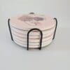 Personalised Gifting : Round Ceramic 6 Piece Coaster Set with Abstract Elegant Lady, "Beauty beings within"