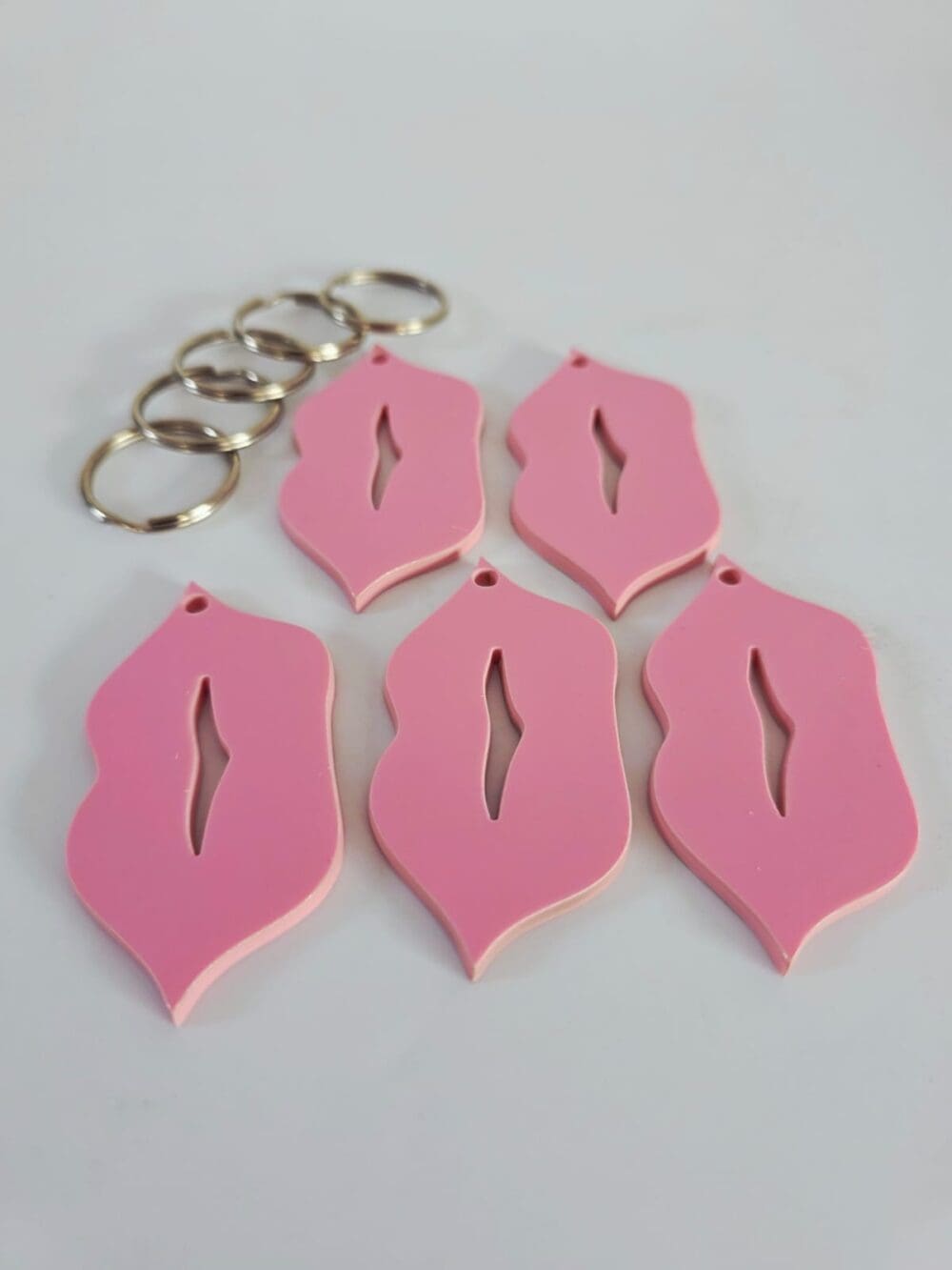 Laser Acrylic Shapes : Pastel Acrylic Range : Lip Shape Keychain, Disc + Keyring (Set of 5)