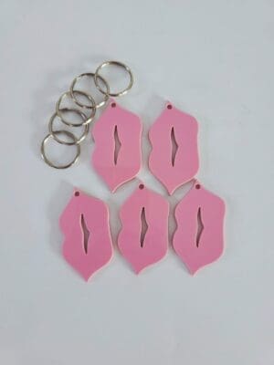 Laser Acrylic Shapes : Pastel Acrylic Range : Lip Shape Keychain, Disc + Keyring (Set of 5)