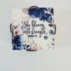 Personalised Gifting : Square Ceramic 6 Piece Coaster Set with theme floral print with "She Blooms with Strength Proverbs 31:25"