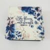 Personalised Gifting : Square PU Leather Memo Pad with theme floral print with "She Blooms with Strength Proverbs 31:25"