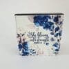 Personalised Gifting : Square PU Leather Memo Pad with theme floral print with "She Blooms with Strength Proverbs 31:25"