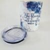 Personalised Gifting : 12oz Tumbler Double Inner Walled & Vacuumed with theme full wrap floral print with "She Blooms with Strength Proverbs 31:25"