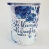 Personalised Gifting : 12oz Tumbler Double Inner Walled & Vacuumed with theme full wrap floral print with "She Blooms with Strength Proverbs 31:25"