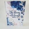 Personalised Gifting : A5 PU Leather Note book with theme floral print with "She Blooms with Strength Proverbs 31:25"