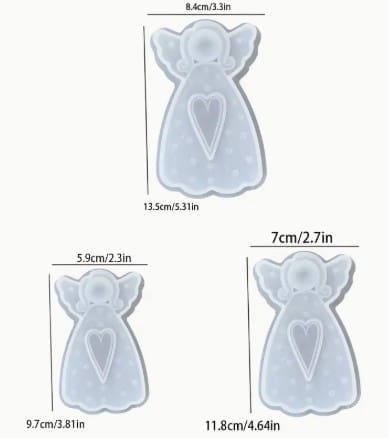 Silicone Mould : 3 Piece Hanging Angel Ornament Siilicone Mould Set (3Pc Set_Ang_Hang)