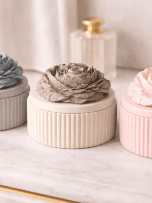 Silicone Mould : 3 Piece Striped Candle Jar + Peony Flower Silicone Mould Set (PFS)