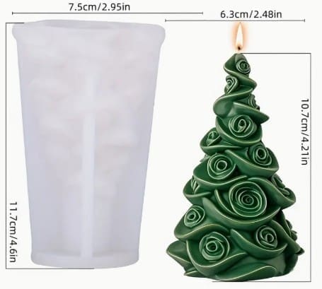 Silicone Mould : 3D Christmas Tree with Roses (3DRose)