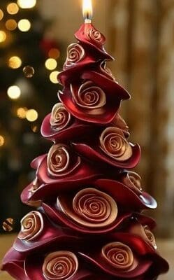 3D Christmas Tree with Roses (3DRT) Silicone Mould : 3D Christmas Tree with Roses (3DRose)