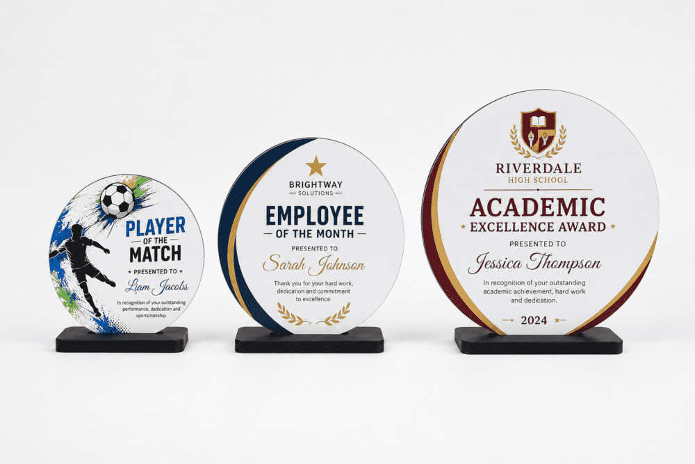 Laser Sublimation Blanks : DIY 3mm Super Glossy Sublimation MDF Circular Style Award/Trophy (Small, Medium & Large)