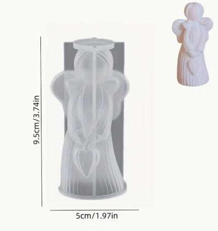 Silicone Mould : 1 Piece Angel Holding Heart Silicone Mould (AngHrt-Hold)