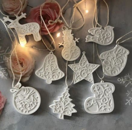 Silicone Mould : Hanging Christmas Ornaments - Set of 9 (Hang_Orn_9Pc)