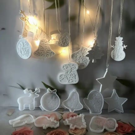 Silicone Mould : Hanging Christmas Ornaments - Set of 9 (Hang_Orn_9Pc)