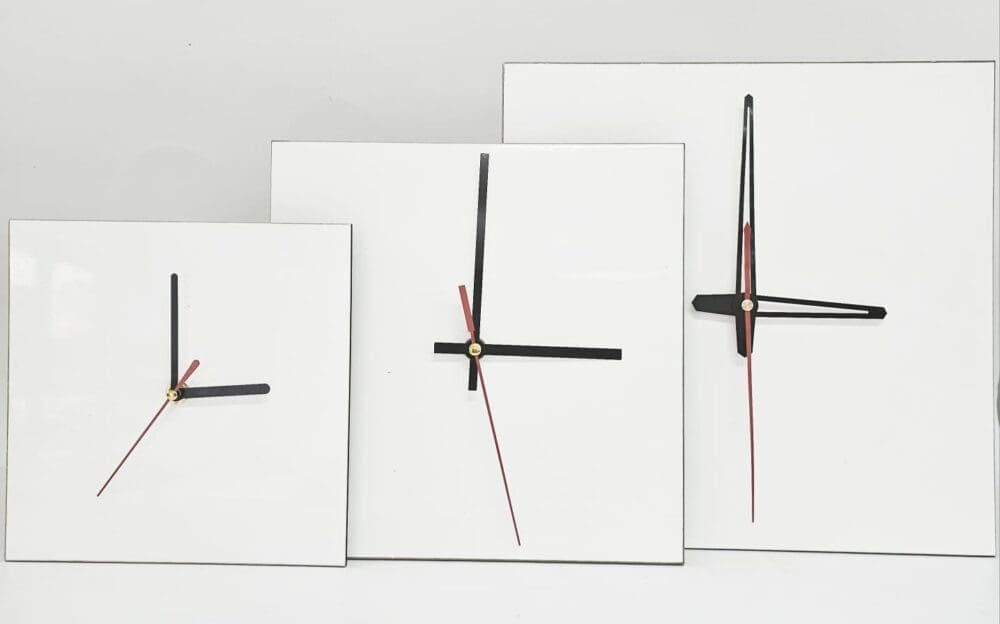 Sublimation Blanks : 3mm Square Super Gloss Sublimation MDF Clocks (20, 25 & 30cm)