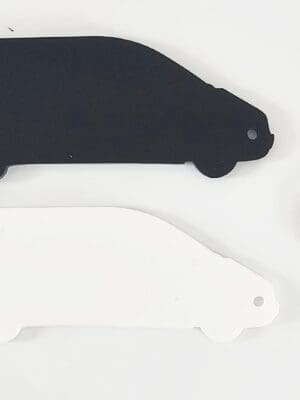 Black and White Van Keychain Laser Acrylic Shapes : BLACK or WHITE Van Keychain with split keyring