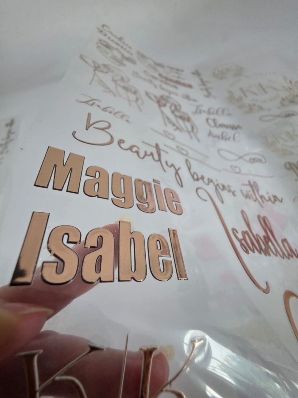 3D UV DTF Stickers : FOILING A4 & A3 ROSE GOLD Customised Stickers (Gang Sheet Creator)