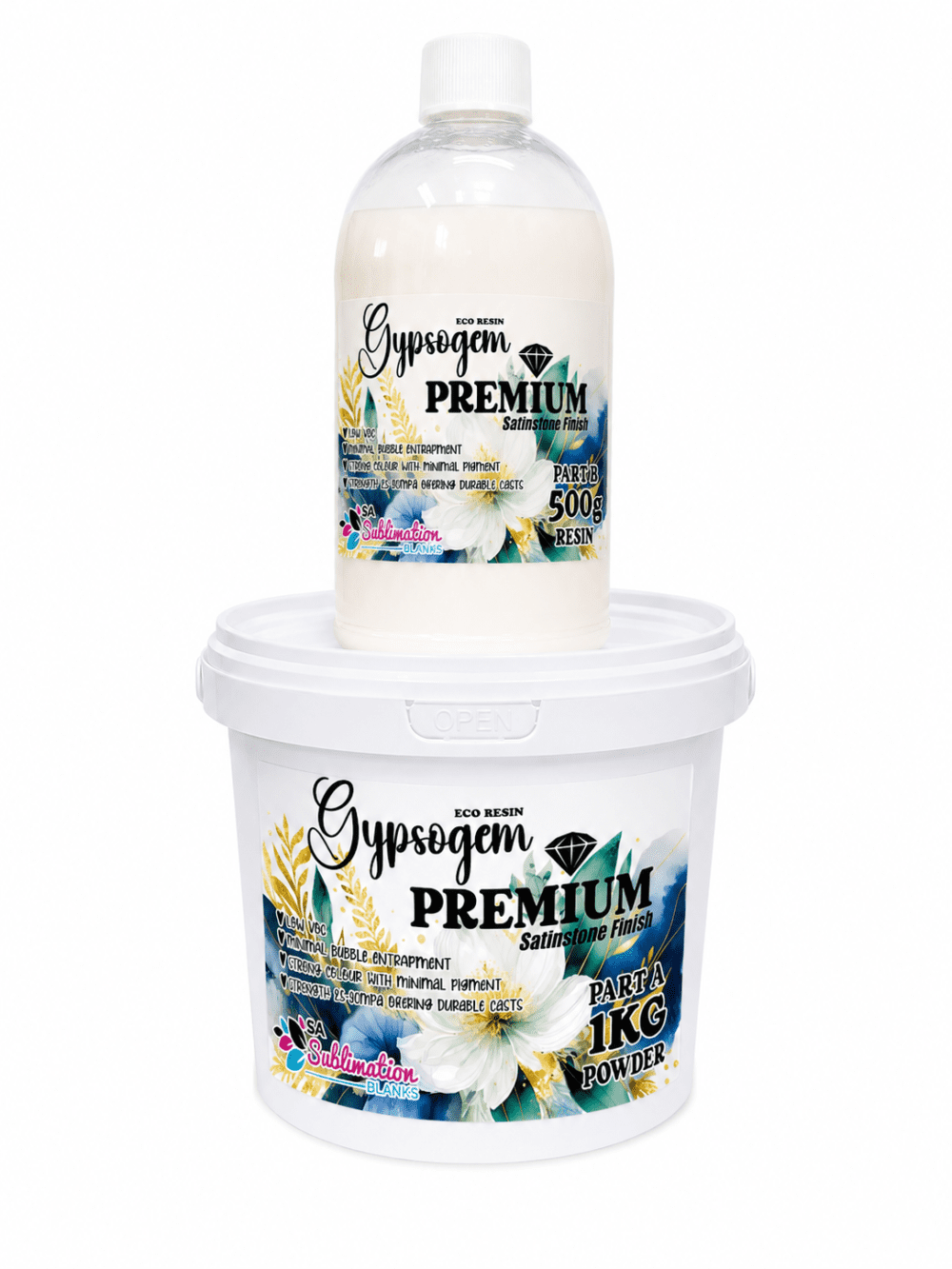 GypsogemEcoResin_premium_1.5kg Combo Gypsum Powder : Combo Option 2 - Gypsogem Eco Resin Premium 1.5kg Combo (1kg Power; 500g Resin)