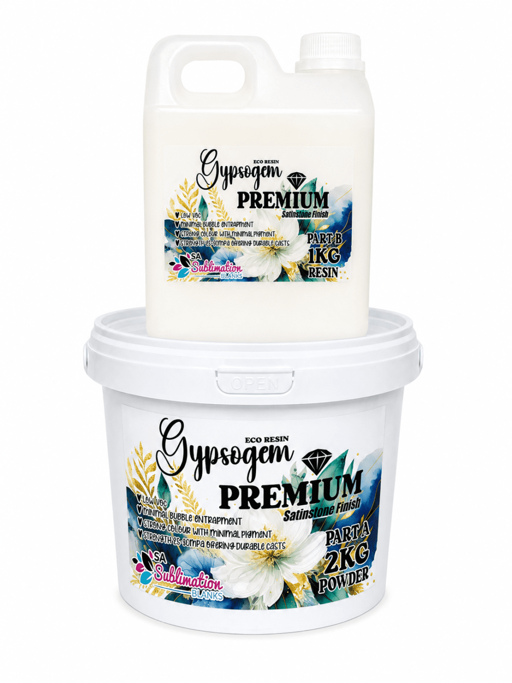 GypsogemEcoResin_premium_3kg Combo Gypsum Powder : Combo Option 3 - Gypsogem Eco Resin Premium 3kg Combo (2kg Power; 1kg Resin)