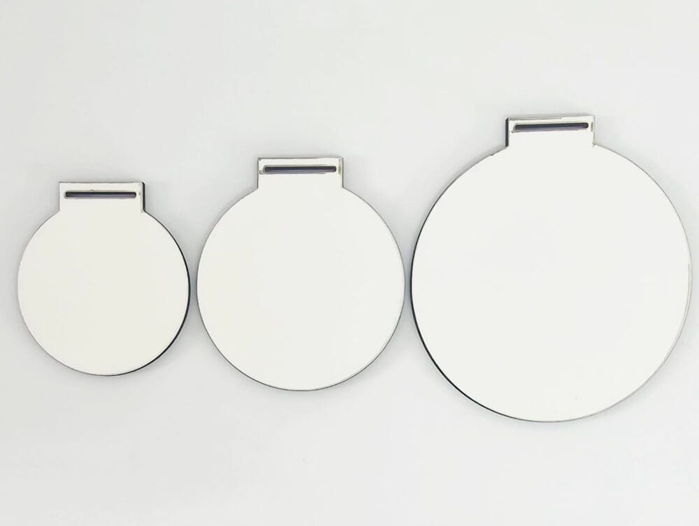 MDF Medals Laser Sublimation Blanks : Super Gloss Sublimation MDF, 3 & 5, S/S & D/S Medals with Sublimation Ribbon (S, M, L)