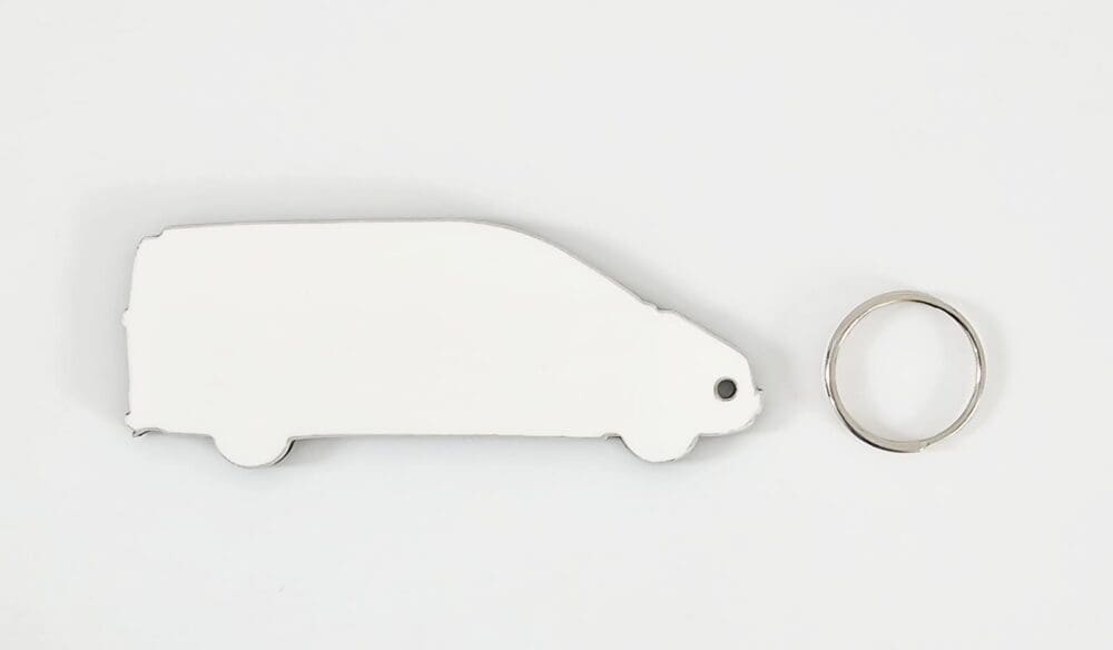 Laser Sublimation Blanks : Glossy MDF 3mm/5mm Single or Double Sided Sublimation Van Keychain with split keyring