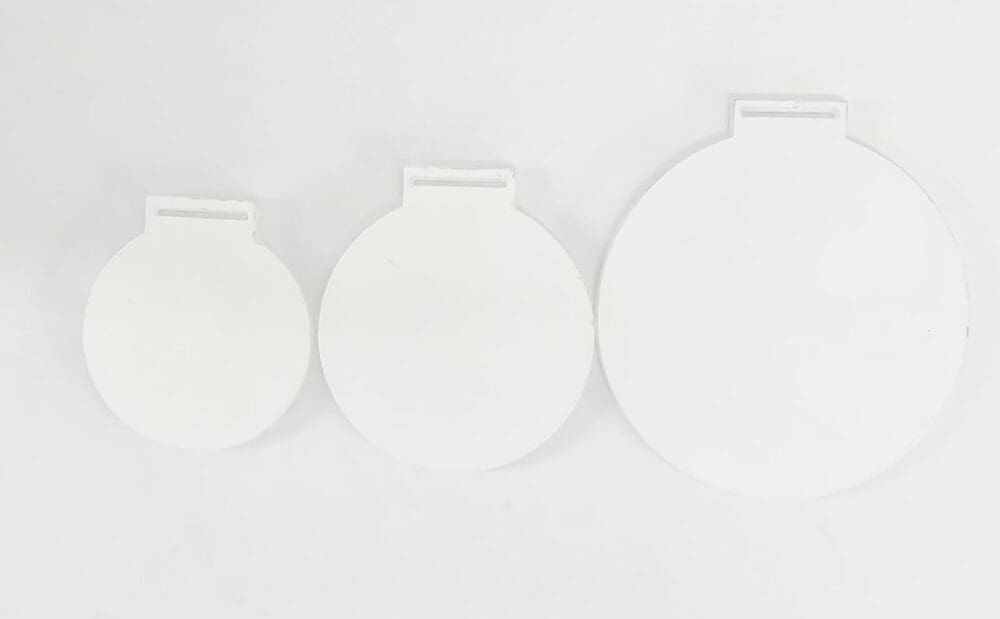 Laser Sublimation Blanks : 2mm White Subli-Lux Medals with Sublimation Ribbon (S, M, L)