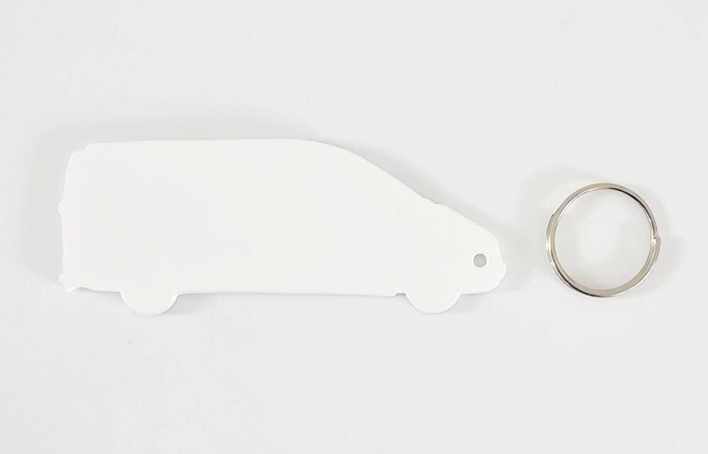 Laser Acrylic Shapes : BLACK or WHITE Van Keychain with split keyring