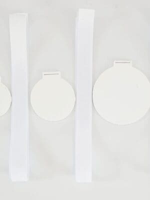 Laser Sublimation Blanks : 2mm White Subli-Lux Medals with Sublimation Ribbon (S, M, L)
