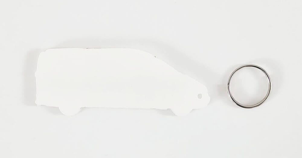 Laser Sublimation Blanks : 3mm or 4mm Subli-Acrylic Van Keychain with split keyring