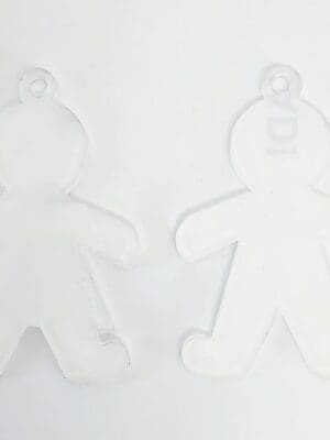 Subli;Clear acrylic ginger bread men Laser Sublimation Blanks : Subli-Acyrlic (with white coating) Christmas Hanging Ornaments : Ginger Bread Girl and Boy (3 or 4mm)