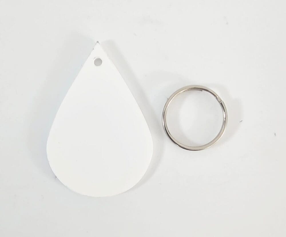 Raindrop Subli Lux Laser Sublimation Blanks : 2mm White Subli-Lux Raindrop Keychain