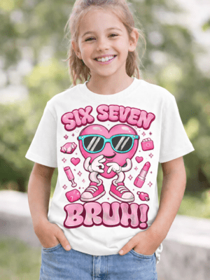 DTF & Consumables : A4 DTF Transfer Six Seven Bruh Valentines Day Design (Pink)