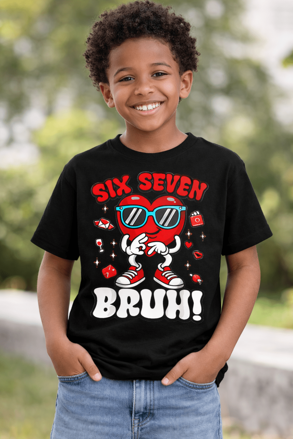 DTF & Consumables : A4 DTF Transfer Six Seven Bruh Valentines Day Design (Red)