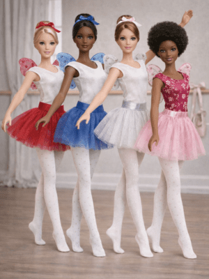 Goosey's Homemade Doll Fashion : Ballet Ballet Set (5 Pieces) : Blue (Locally crafted. Community‑supporting)