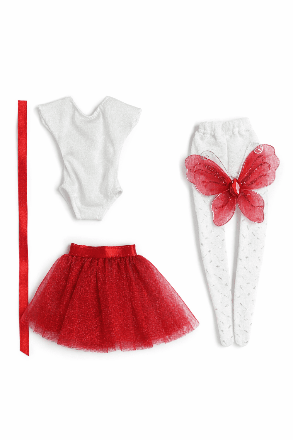 Goosey's Homemade Doll Fashion : Ballet Ballet Set (5 Pieces) : Red (Locally crafted. Community‑supporting)