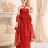 Goosey's Homemade Doll Fashion : Evening Red Glam Set (EVN_2) (Locally crafted. Community‑supporting)